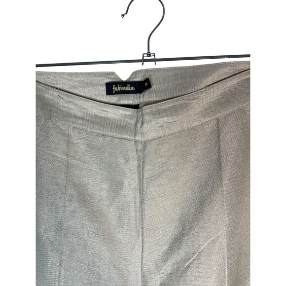 Fabindia Silk Blend Cropped Wide Leg Dress Lined Pants Size Medium Metallic Gold - Picture 4 of 11